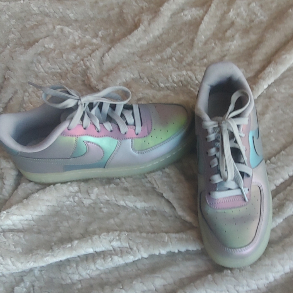 Holographic reflective Nike air force ones